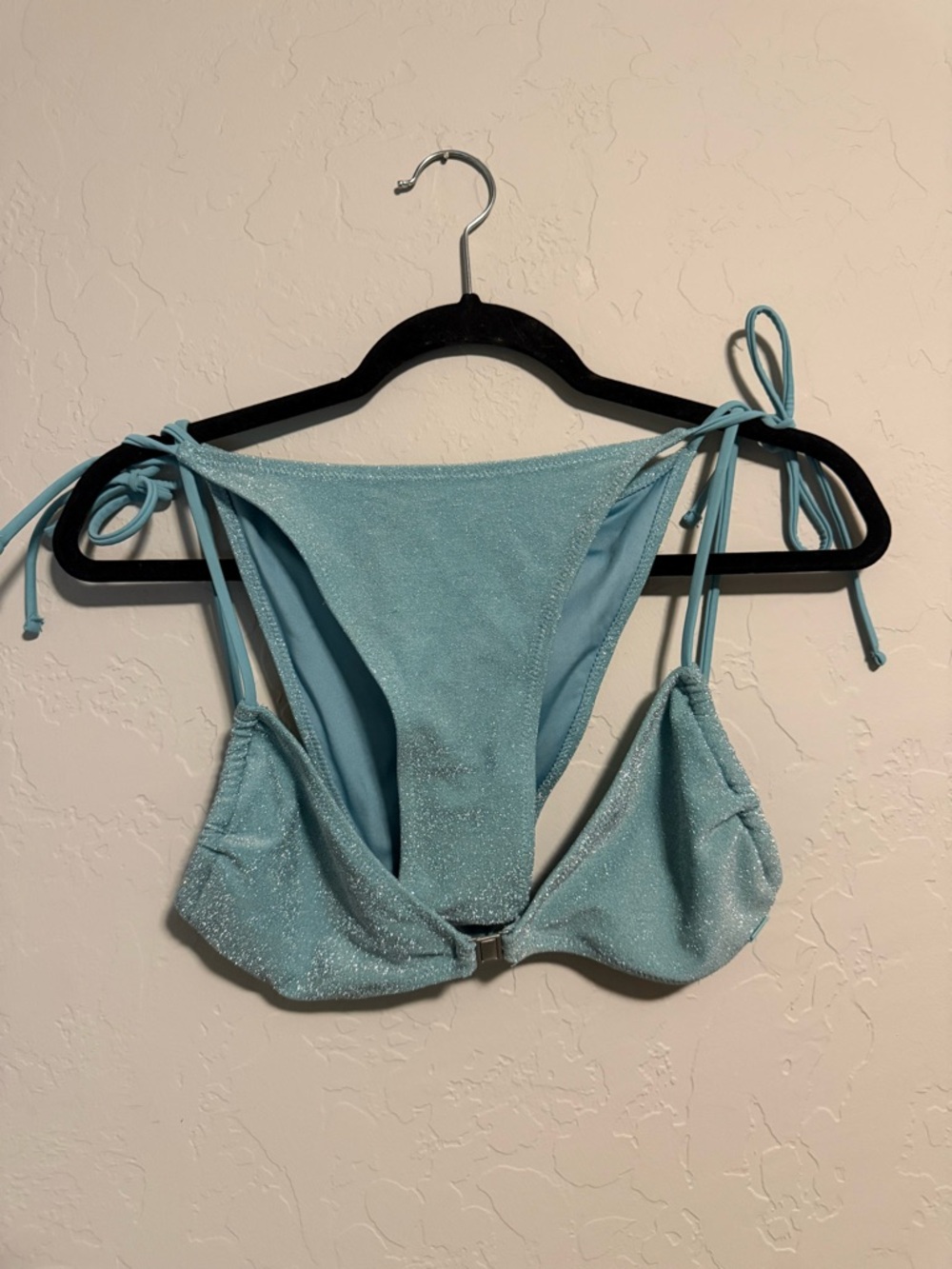 Shimmery Light Blue Tie-Strap Bikini Set